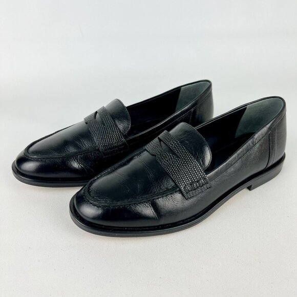 J McLaughlin Womens Concetta Black Leather Penny Loafer Flats Slip On size 6.5 - Picture 3 of 15
